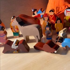 Native American Indian Wooden Playset